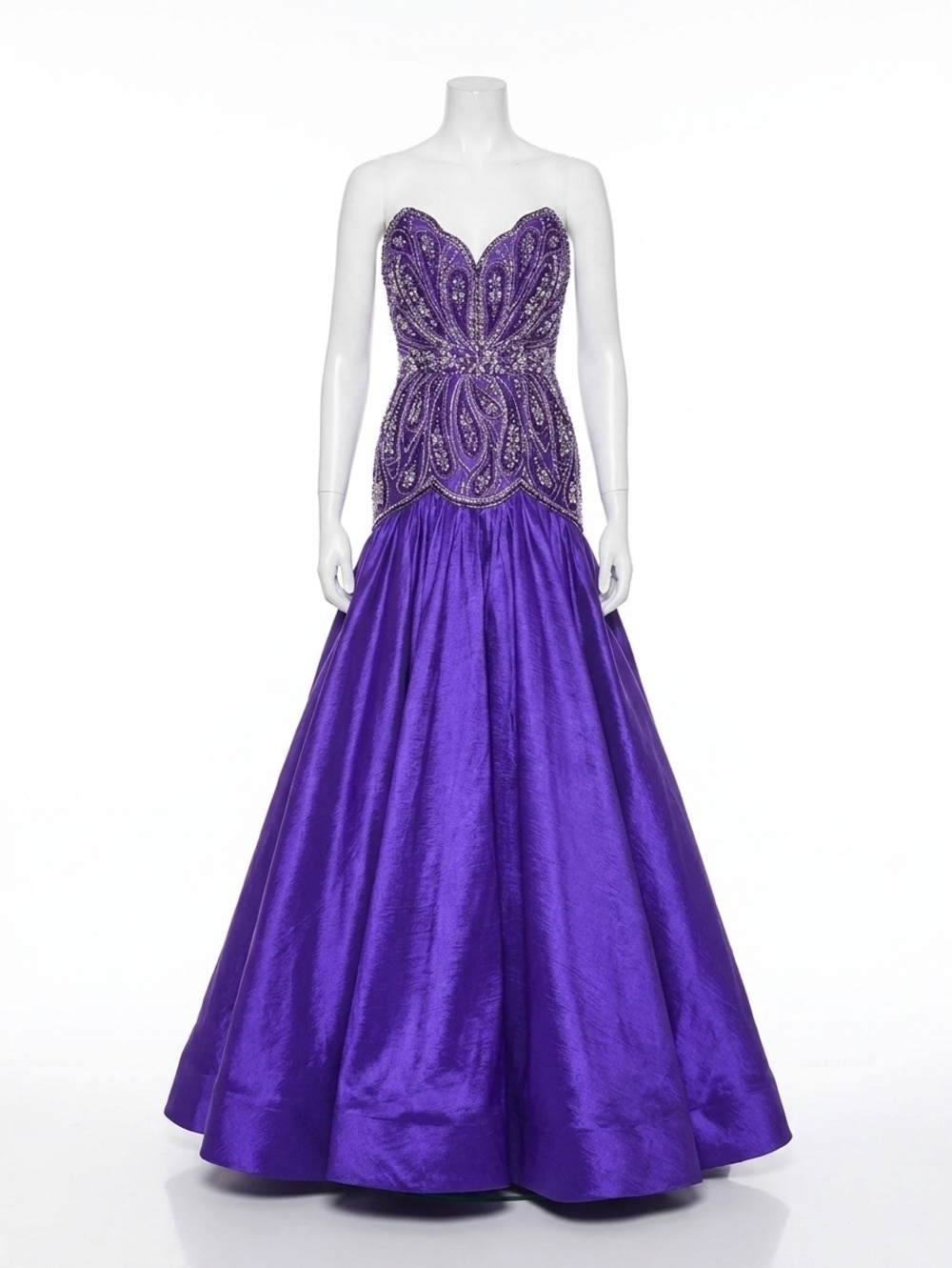 NEW MAC DUGGAL embellished satin prom dress in royal purple